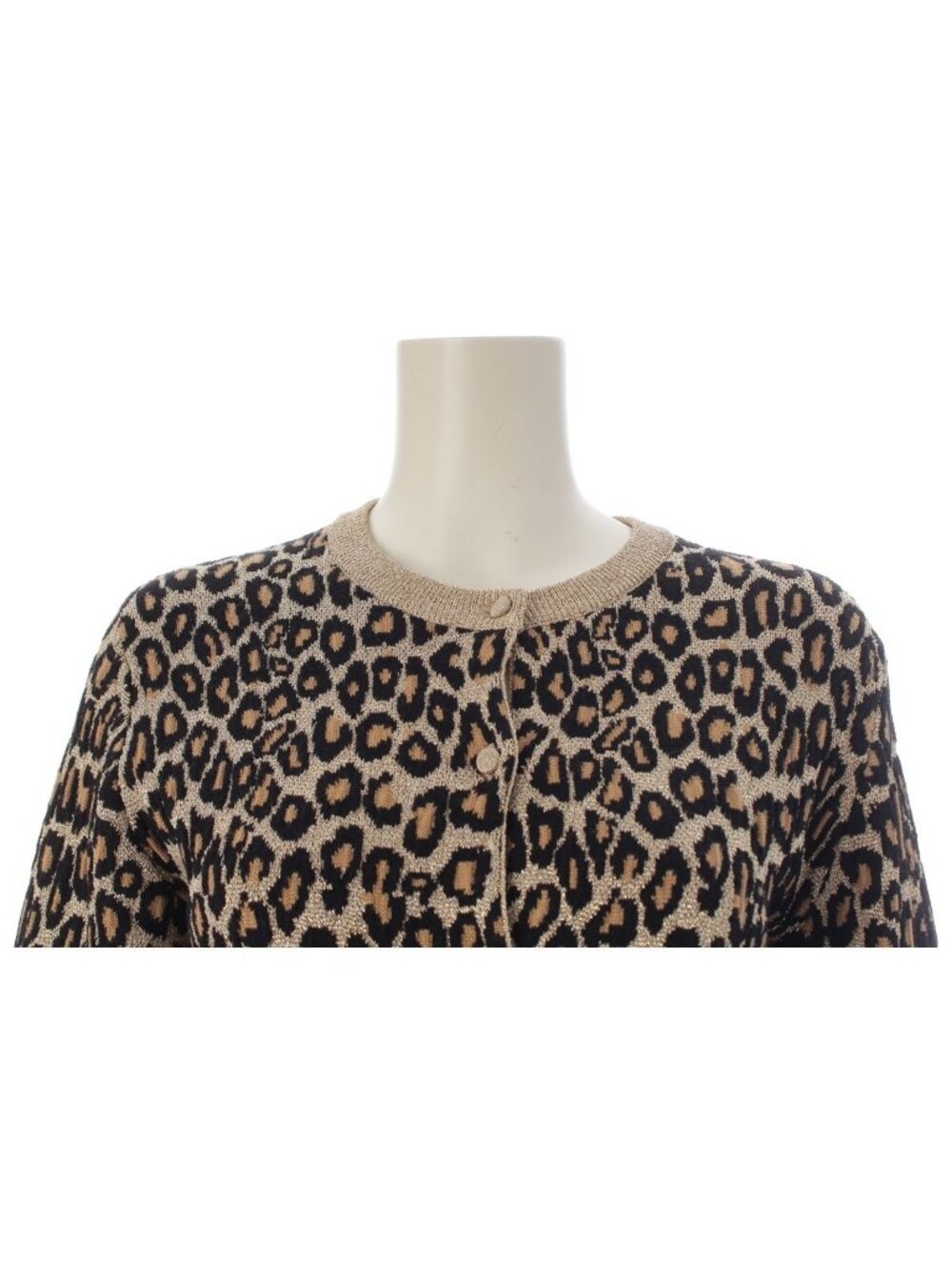 Miu Miu Wool Leopard Lame Cardigan Long Sleeve Mmf 076 Brown 36 - Picture 5 of 10